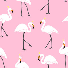 Obraz premium Cute pattern with pink flamingos.
