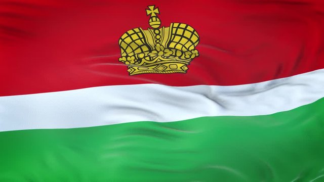 Kaluga oblast (federal subject of Russia) flag waving in the wind with highly detailed fabric texture. 3d