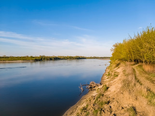 Vistula (Wisła) river at sunset, vicinity of Warsaw, Poland