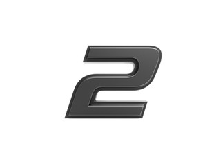 3d render isolated metallic number 2