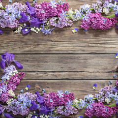 spring flowers  on old wooden background