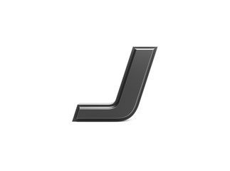 3d render isolated metallic letter j