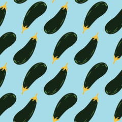 Eggplants seamless pattern. Aubergines wallpaper.