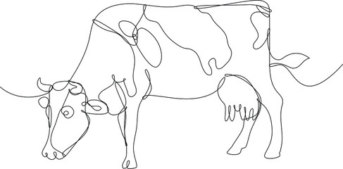 mucca disegnata a singola linea continua