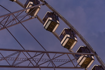 Ferris wheel at sunset in the city of Budapest in Hungary