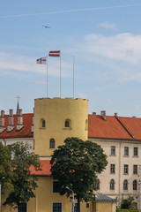 Riga, Latvia, 2011, September, Riga Castle and latvian flags