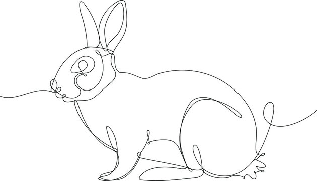 coniglio disegnato a singola linea continua su sfondo bianco