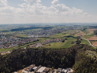 Fototapeta na wymiar Aerial Drone Shot of Rottweil, Germany on a sunny day