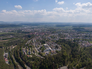 Aerial Drone Shot of Rottweil, Germany on a sunny day