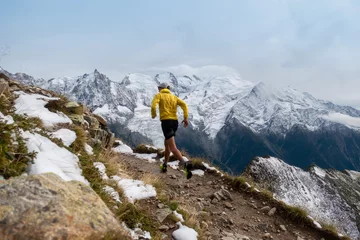 Papier Peint photo Lavable Mont Blanc Running in Chamonix 