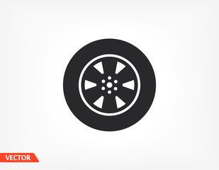 Obraz premium tyre - wheel car Icon Vector EPS 10. Car Wheel Drive Design Flat Illustration