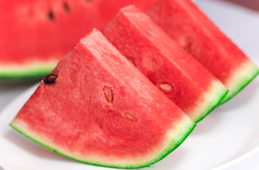 watermelon in dish white. close up