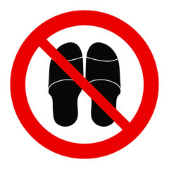  No Slippers  vector. Not allow   Slippers  sign. The red circle prohibiting sing 