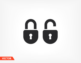 OPEN lock icon. Vector Eps 10 . Lorem Ipsum Flat Design padlock