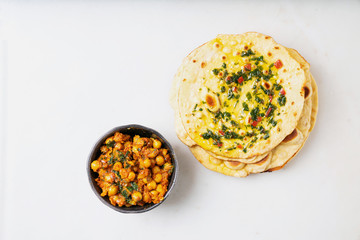 Traditional Indian flat bread Chapati with Channa Masala