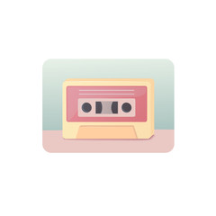 isometric audio tape. colorful flat vector illustration. classic cassette. vintage music. 
