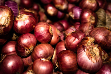 Red onions as background