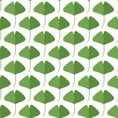 Seamless pattern with green ginkgo leaves. Natural simple background.