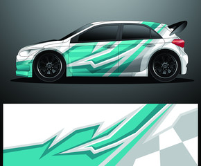 Fototapeta premium Rally car decal graphic wrap vector, abstract background