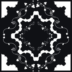 decorazione in bianco e nero adatta per stampa su stoffa e porcellana, per produrre articoli  di arredo e abbigliamento © MazzuccoSimona