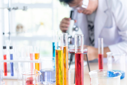 Blurred soft images of The scientist Doing chemical experiment In order to develop products with quality and effectiveness at the laboratoty, to cience concept.