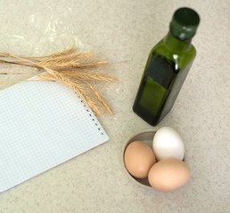 Notebook and products for breakfast