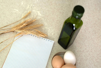 Notebook and products for breakfast