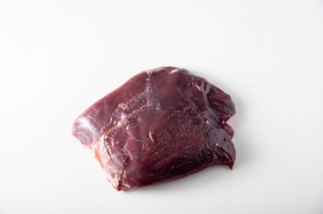 isolated vension round meat on white background