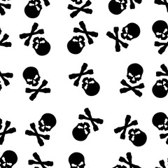 Seamless texture on a white background with the image of skulls.