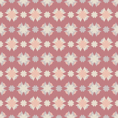 Seamless pattern with hearts. Color red, orange, ivory cream and grey. Pastel colors. Vector.