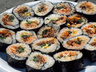 韓国料理　キンパの作り方