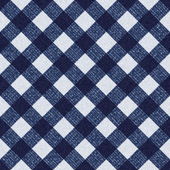 Blue Jeans Gingham Seamless Pattern. Traditional Buffalo Check Plaid Pattern. Indigo Denim Vector Tablecloth Tartan Plaid Background.
