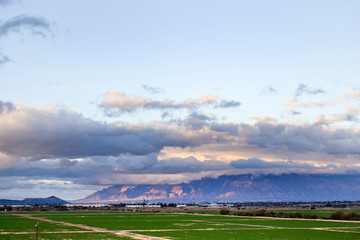 Obraz premium Moody sky, Exterior Mission San Xavier del Bac, Arizona, USA