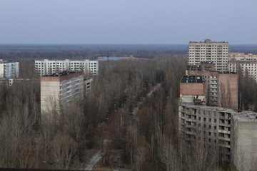City center of Pripyat in autumn