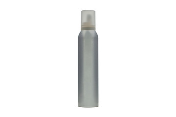 Closed aerosol spray metal bottle can isolated on white background with clipping path hairspray