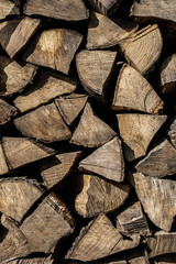 Firewood is stacked in a pile
