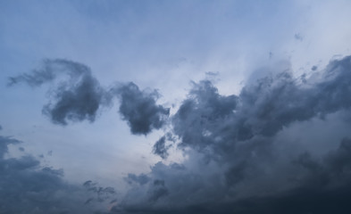 dark storm clouds with background,Dark clouds before a thunder-storm.