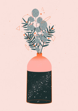 Illustration of flowers in bottle