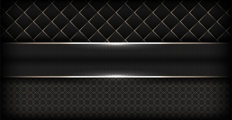 abstract modern dark background overlap layers with golden line