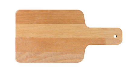 wooden cutting board isolated on white background with clipping path