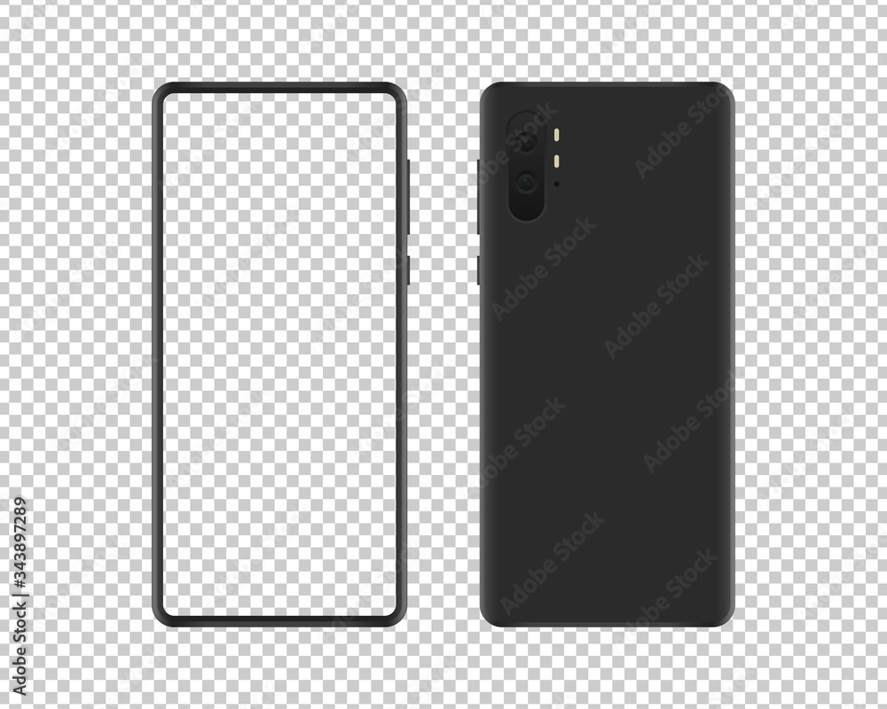 Aufkleber blank smartphone in front and back view. smartphone mockup isolated on transparent background. mocku