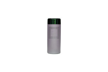 Plastic color gray bottle on a white background. screw cap