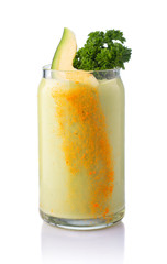 Healthy vegetable smoothie in glass isolated