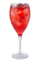 Fresh red alcohol cocktail with garnish isolated