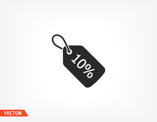 Outline icon Sale 10 isolated on attachment, Sale 10 logo, user interface. Editable bar Sale 10. Vector illustration. Eps 10 Sale 10.
