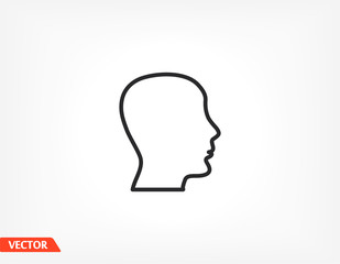 Head outline icon isolated on background. Head symbol for website design, head mobile app, head logo, user interface. Editable stroke. Vector illustration. Eps 10 Head