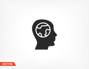 earth head icon. Vector Flat design earth head icon. earth head for your use in your and your goals 10 eps