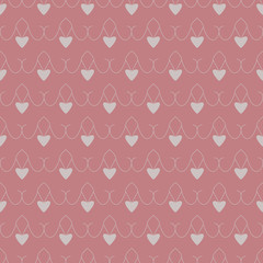 Seamless pattern with hearts. Color red and grey. Pastel colors. Vector.