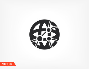 Fototapeta premium Global technology or social network icon. Vector EPS 10. Planet. globe. Flat Design Technology