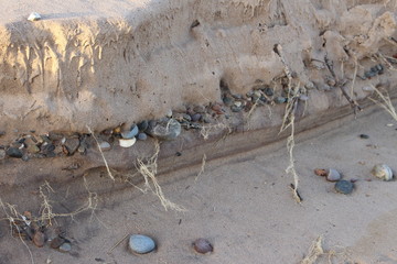 Pebbles in the sand layers